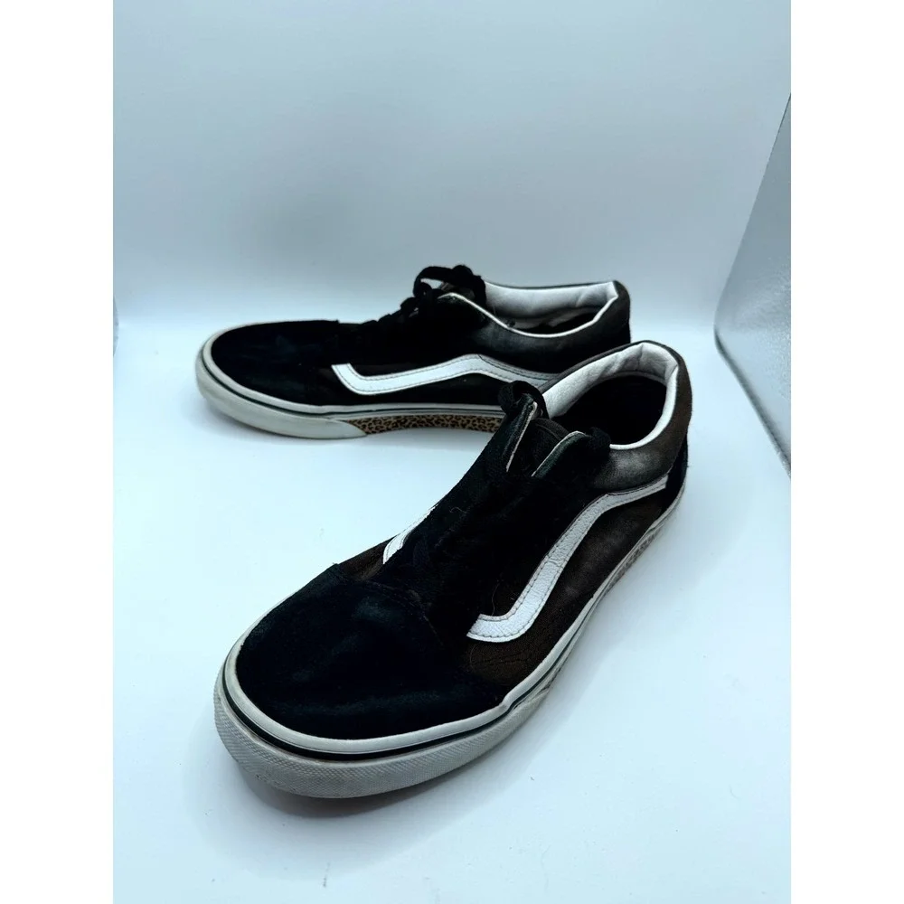 VANS Old Skool Leopard Sidewall Unisex Kids 5 Sneaker Black Low‎ Top Skate Shoes